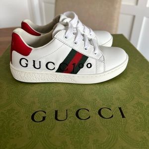 Gucci - Gucci Ace Leather Toddler 'gucci 100 Print' Size 26